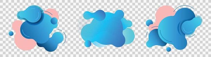 Set of modern graphic design elements in shape of fluid blobs. Isolated liquid stain topography vector