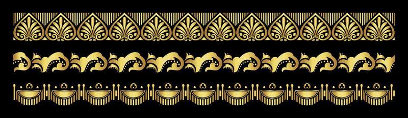 gold borders on black background vector
