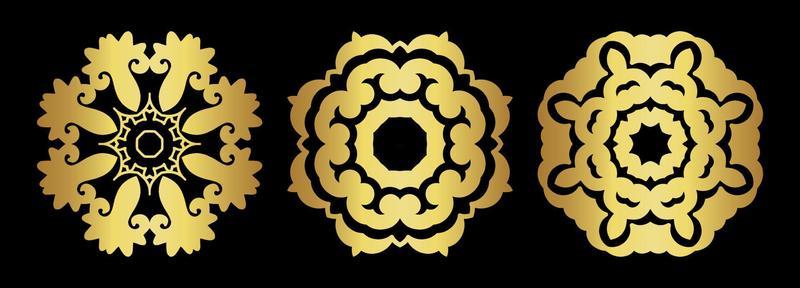 Set of gold mandala with floral ornament