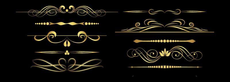 gold dividers on black background vector eps 10