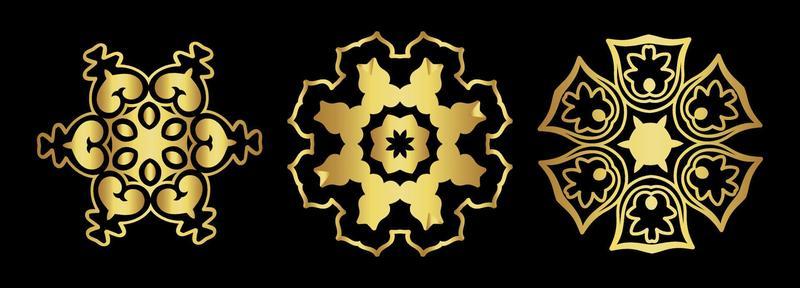 set of gold mandala vector