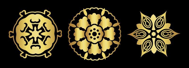 Set of gold mandala with floral ornament vector