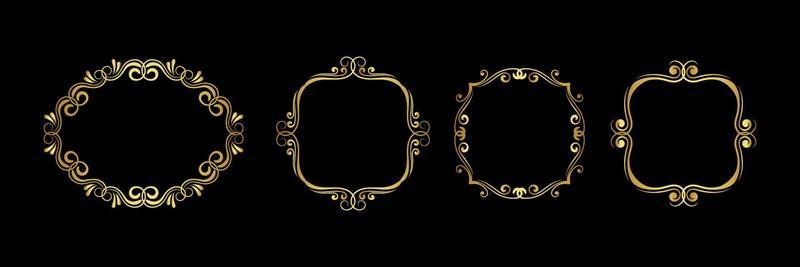 set of decorative gold frames vector