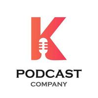 Letter k with podcast logo template illustration. suitable for podcasting, internet, brand, musical, digital, entertainment, studio etc