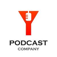 Letter y with podcast logo template illustration. suitable for podcasting, internet, brand, musical, digital, entertainment, studio etc vector