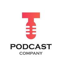 letra t con ilustración de plantilla de logotipo de podcast. adecuado para podcasting, internet, marca, musical, digital, entretenimiento, estudio, etc. vector