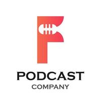 letra f con ilustración de plantilla de logotipo de podcast. adecuado para podcasting, internet, marca, musical, digital, entretenimiento, estudio, etc. vector