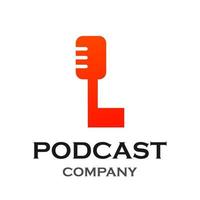 Letter l with podcast logo template illustration. suitable for podcasting, internet, brand, musical, digital, entertainment, studio etc vector