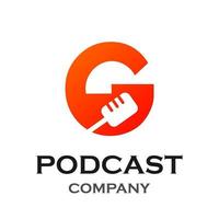 Letter g with podcast logo template illustration. suitable for podcasting, internet, brand, musical, digital, entertainment, studio etc vector