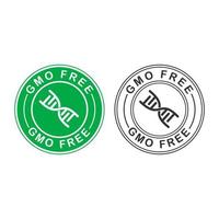 logotipo libre de gmo. signo de logotipo verde vectorial no gmo para el diseño de paquetes de alimentos saludables. vector