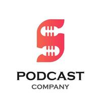 letra s con ilustración de plantilla de logotipo de podcast. adecuado para podcasting, internet, marca, musical, digital, entretenimiento, estudio, etc. vector
