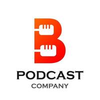 Letter b with podcast logo template illustration. suitable for podcasting, internet, brand, musical, digital, entertainment, studio etc