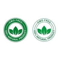 GMO free logo. Vector green non GMO logo sign for healthy food package design.
