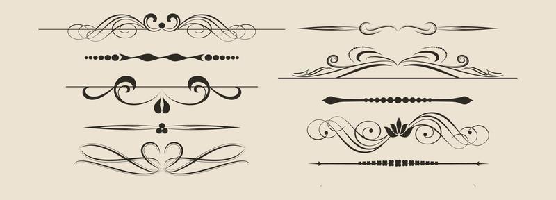 Calligraphic Design Elements, Dividers vector eps 10