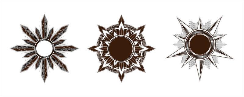 Sunburst set. Sunburst icon collection vector