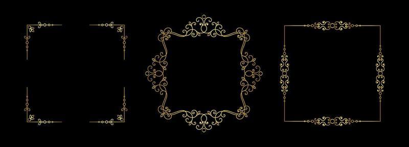 Collection of gold frames vector eps 10