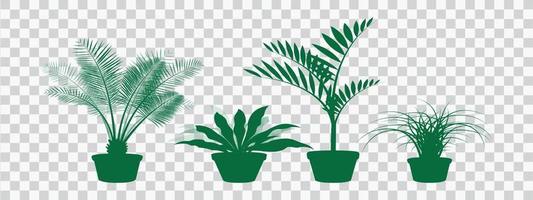 Plant in pot vector illustration set. Cartoon flat different indoor potted decorative houseplants for interior home or office decoration