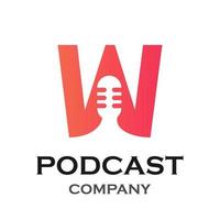 letra w con ilustración de plantilla de logotipo de podcast. adecuado para podcasting, internet, marca, musical, digital, entretenimiento, estudio, etc. vector