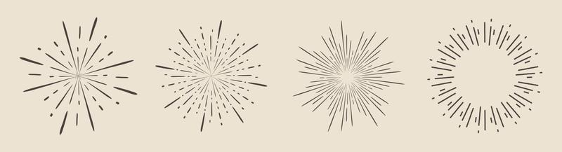 set of hand drawn retro sunbursts vector eps 10