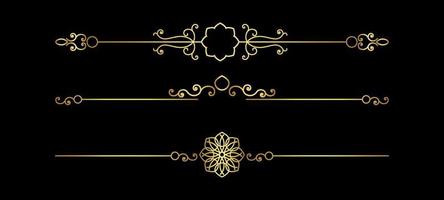 Set of vector decorative vintage gold thin dividers. Vintage elements for your design