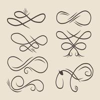 Calligraphic swirl flourish. Modern swirling flourishes, romantic card decorative swirl and wedding card decor curls swirls dividers vector eps 10