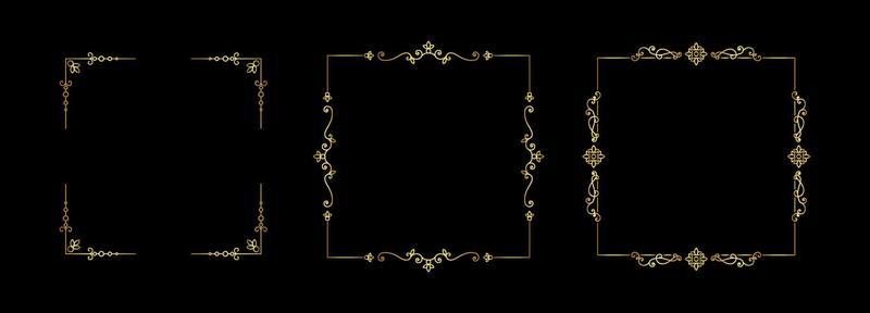 set of gold frames vector