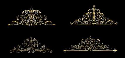 Gold calligraphic page dividers vector illustration