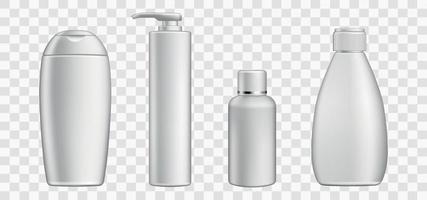 Blank cosmetic packaging mockup. tube, spray, bottle with press pump. Vector illustration