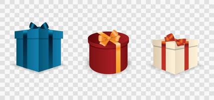 conjunto de cajas de regalo coloridas con vector de arcos y cintas