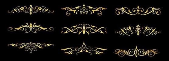 set of decorative gold dividers vector