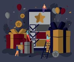 vector illustration of gift distribution on smartphone