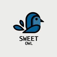 logo with cute owl in blue vector