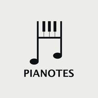 diseño de logotipo musical con una mezcla de piano y notas vector