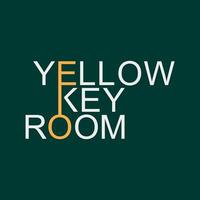 typography logo design with yellow key shape vector