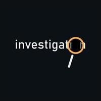 logotipo tipográfico con las palabras investigación con la letra o en forma de lupa vector