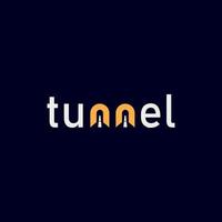 typography logo with the words tunnel and the letter n shaped like a tunnel vector