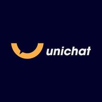 diseño de logotipo de chat con un semicírculo que forma la letra u