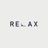 logo tipográfico con las palabras relax y la letra l se asemeja a una cama vector