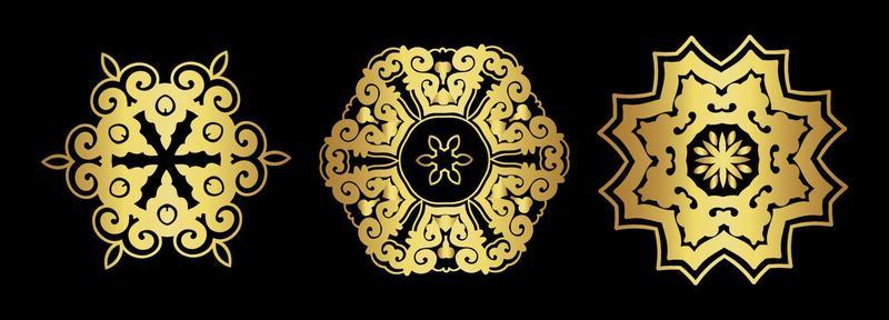 Set of gold mandala with floral ornament vector eps 10