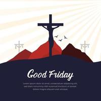 Good Friday Christian Religious Occasion With Jesus Cross Vector Illustration For Poster Background Social Media Post Greetings Banners Logo Symbol Elements And Print