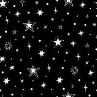 patrón sin costuras de cielo estrellado nocturno. para el diseño de superficies, impresiones, papel de envolver, postales, carteles, imprenta. espacio temático, día de la cosmonáutica, astronomía, cielo, estrellas vector