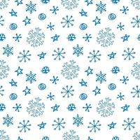 Seamless pattern from snowflakes. Hand-drawn illustrations in line art and doodle style. Creation of design for New Year, winter, Christmas vector