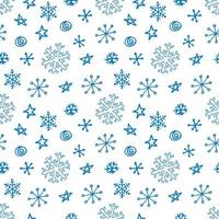 Seamless pattern from snowflakes. Hand-drawn illustrations in line art and doodle style. Creation of design for New Year, winter, Christmas vector