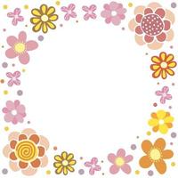 Cute frame for inscriptions from simple scandi summer flowers vector