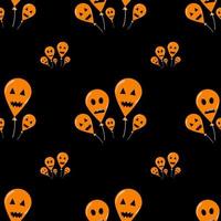Seamless pattern background of Many orange Halloween balloons. There is a ghost face on a balloon. Welcome the festival. vector