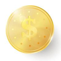 Gold coin with dollar sign. vector