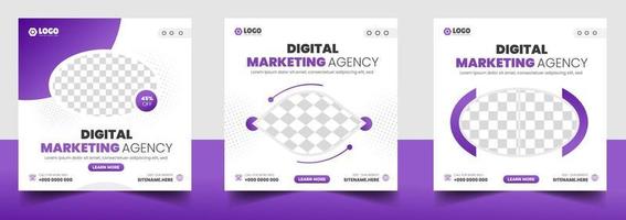 digital marketing post banner, digital marketing social media post banner with purple color. business marketing post banner. digital marketing banner. vector