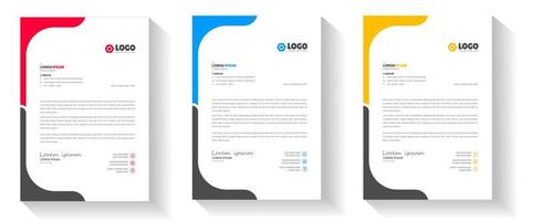 plantilla de diseño de membrete empresarial moderno corporativo con color amarillo, azul y rojo. plantilla de diseño de membrete moderno y creativo para su proyecto. membrete, membrete, diseño de membrete comercial. vector