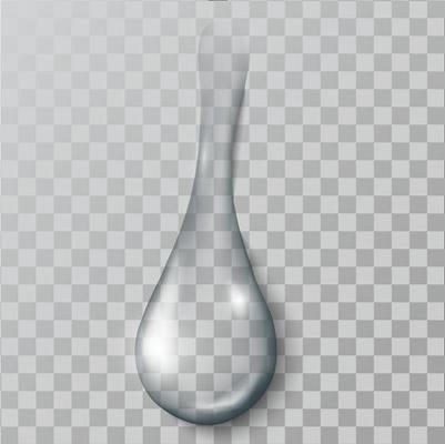 A realistic   water  drop, with  shadows, reflections and flares