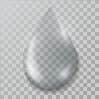 A realistic   water  drop, with  shadows, reflections and flares